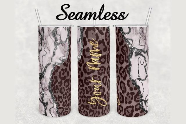 Leopard Print Glitter Marble Tumbler sublimation design 20 oz skinny tumbler wrap Sublimation BambinaCreations 