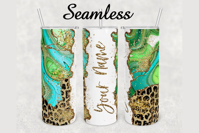 Leopard Print Glitter Marble Tumbler sublimation design 20 oz skinny tumbler wrap Sublimation BambinaCreations 