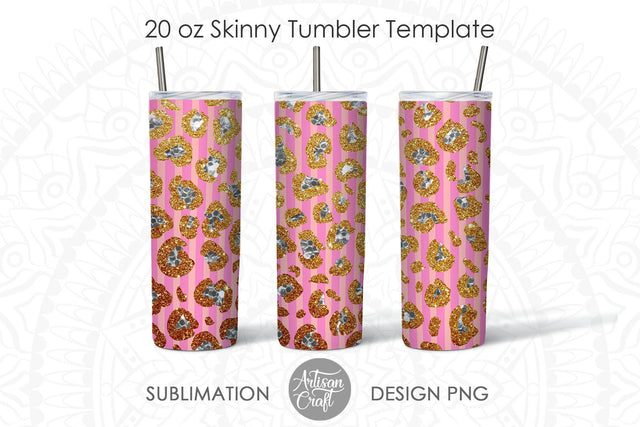 Leopard print glitter tumbler, 20 oz tumbler template SVG Artisan Craft SVG 