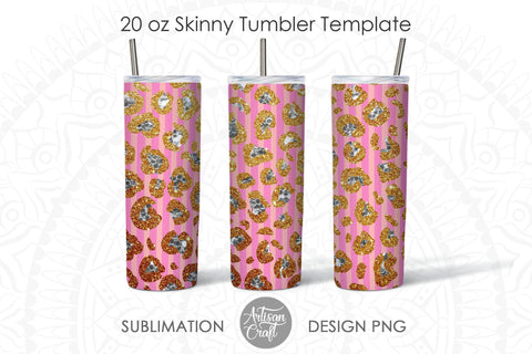 Leopard print glitter tumbler, 20 oz tumbler template SVG Artisan Craft SVG 