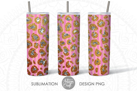 Leopard print glitter tumbler, 20 oz tumbler template SVG Artisan Craft SVG 