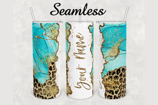 Leopard Print Gold Glitter Marble Tumbler sublimation design 20 oz skinny tumbler wrap Sublimation BambinaCreations 