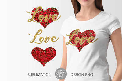 Leopard print heart sublimation PNG File, Love PNG, glitter sublimation designs Sublimation Artisan Craft SVG 
