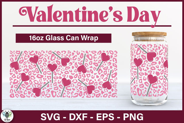 Leopard Print Heart Suckers Glass Can SVG SVG B Renee Design 