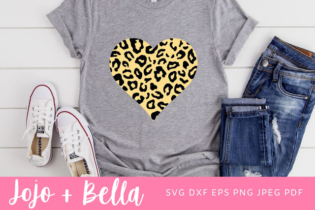 Leopard Print Heart Svg, Heart beat Svg, Leopard Print Svg, Valentines Day Svg, Mom Svg File, Svg Designs for Cricut, Sublimation Designs SVG Jojo&Bella 