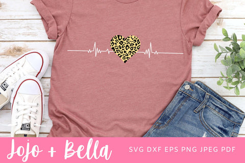 Leopard Print Heart Svg, Heartbeat Svg, Leopard Print Svg, Valentines Day Svg, Mom Svg File, Svg Designs for Cricut, Sublimation Design SVG Jojo&Bella 