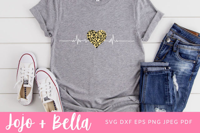 Leopard Print Heart Svg, Heartbeat Svg, Leopard Print Svg, Valentines Day Svg, Mom Svg File, Svg Designs for Cricut, Sublimation Design SVG Jojo&Bella 