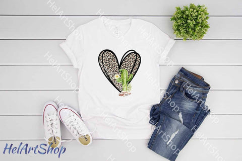 Leopard Print Heart with Cactus png sublimation Sublimation _HelArtShop_ 