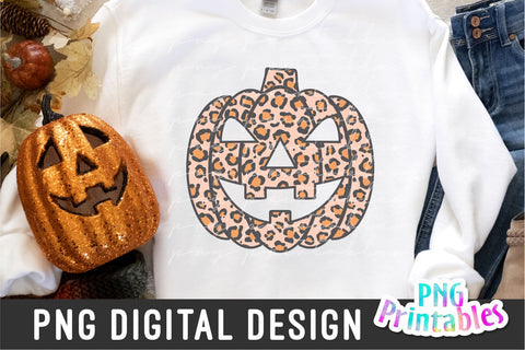 Leopard Print Jack O Lantern png - Halloween png - Print File - Halloween Sublimation Design - Halloween Shirt png - Digital Download Sublimation Svg Cuttables 