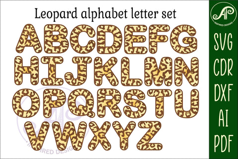 Leopard print letters alphabet set. 26 layered letter SVG APInspireddesigns 