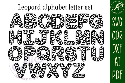 Leopard print letters alphabet set. 26 layered letter SVG APInspireddesigns 
