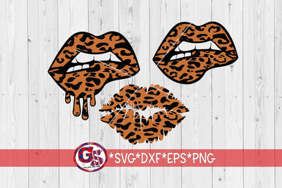 Leopard Print Lips SVG DXF EPS PNG SVG Greedy Stitches 