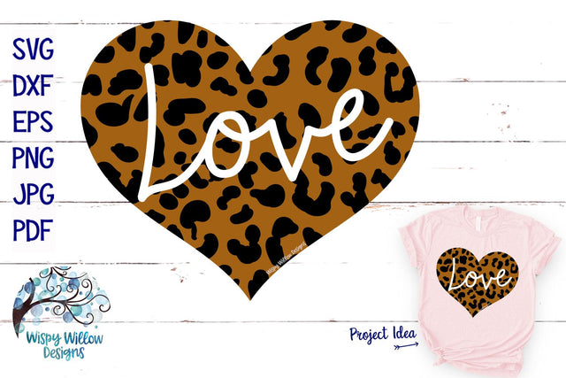 Leopard Print Love Heart SVG SVG Wispy Willow Designs 