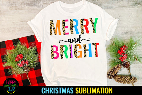 Leopard Print Merry Bright Christmas I Holiday Sublimation Sublimation Happy Printables Club 
