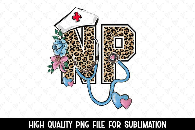 Leopard Print NP Sublimation Design - Nurse Practitioner PNG Sublimation BijouBay 
