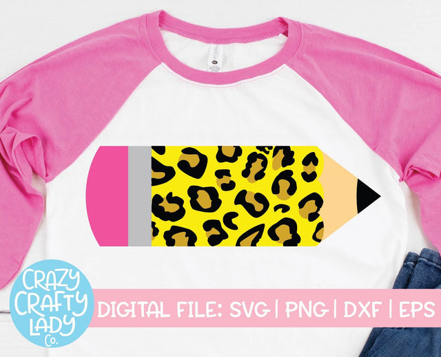 Leopard Print Pencil | Back to School SVG Cut File SVG Crazy Crafty Lady Co. 
