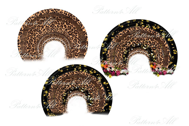 Leopard print Rainbow, Glitter PNG Sublimation Clipart, Round Digital Frame, Logo Clipart, Hand Painted PNG Frames Graphics, Sublimation PNG SVG ArtStudio 