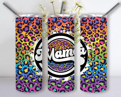 Leopard Print Rainbow Mama 20oz Skinny Tumbler Png, Tie Dye Leopard Mama Tumbler, Mama Tumbler, Mom Tumbler, Mothers Day Tumbler Sublimation PixelChick 