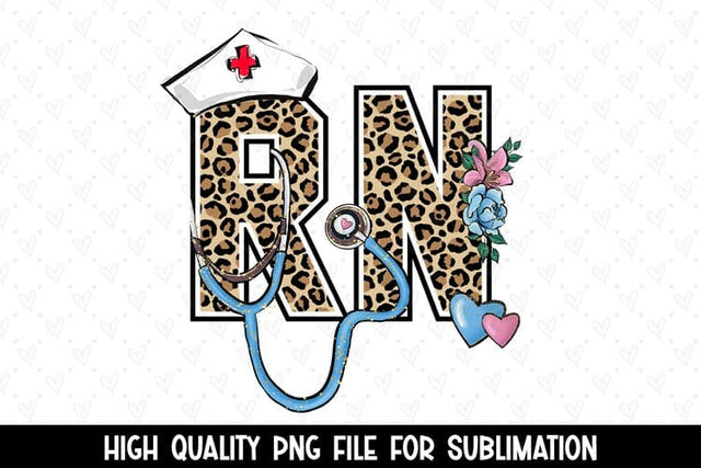 Leopard Print Registered Nurse Sublimation Design Sublimation BijouBay 