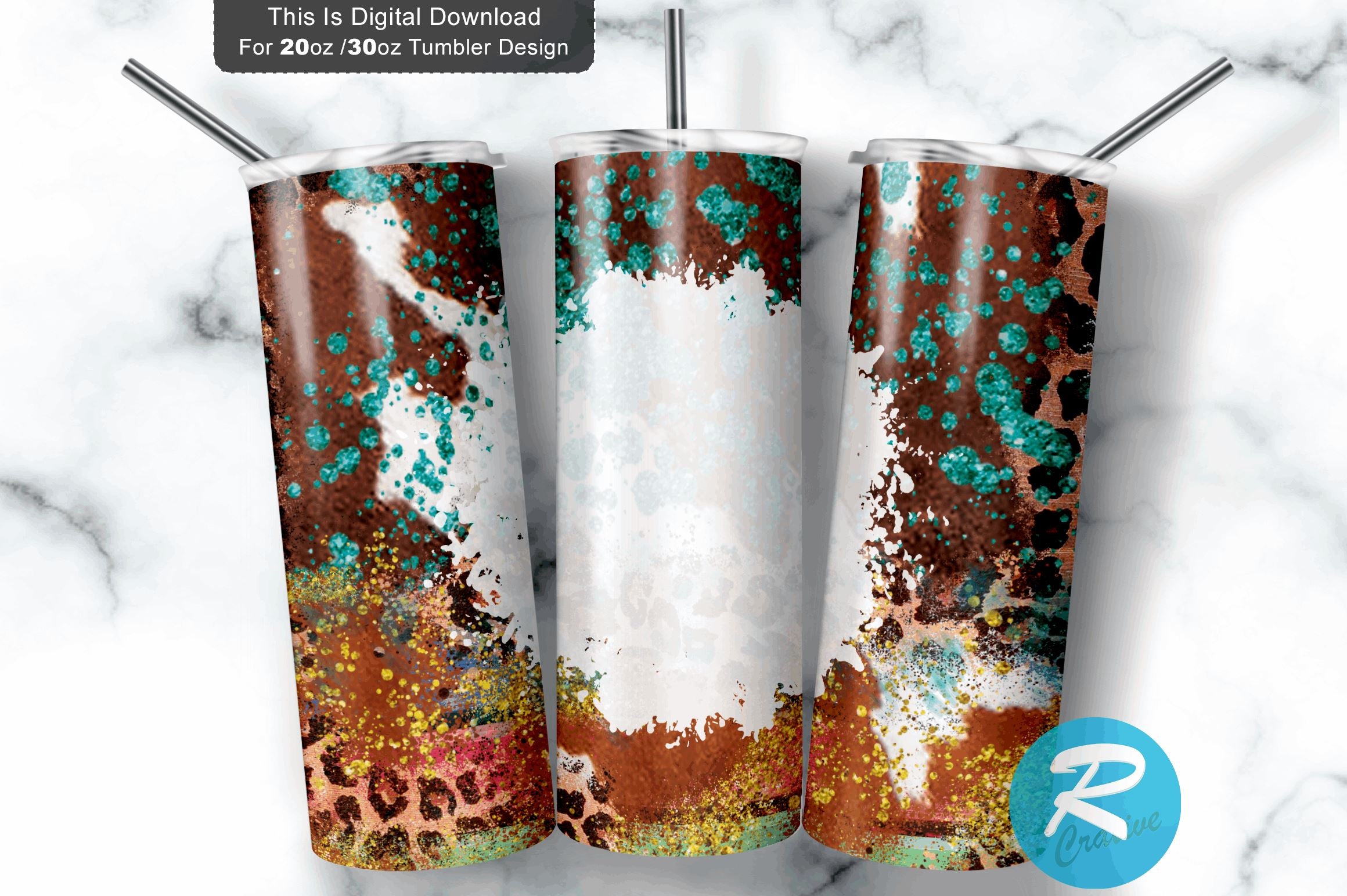 White Leopard Tumbler 20oz/30oz Skinny Tumbler PNG