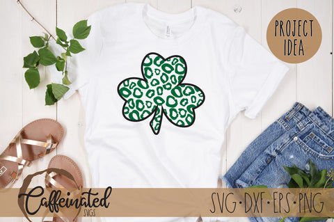 Leopard Print Shamrock svg SVG Caffeinated SVGs 