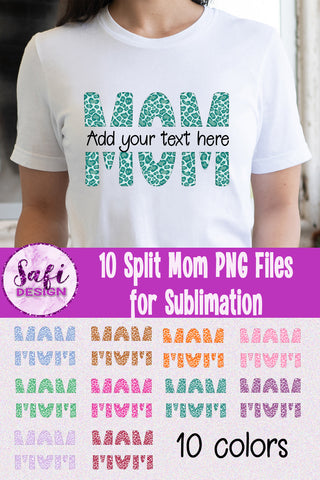 Leopard Print Split Mom PNG Sublimation Designs | 10 Colours Sublimation Safi Design 