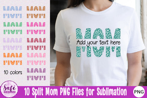 Leopard Print Split Mom PNG Sublimation Designs | 10 Colours Sublimation Safi Design 