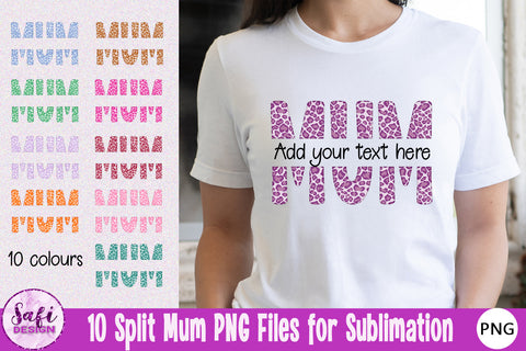 Leopard Print Split Mum PNG Sublimation Designs | 10 Colours Sublimation Safi Design 