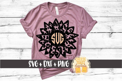 Leopard Print Sunflower Monogram Set of 2 - SVG PNG DXF Cut Files SVG Cheese Toast Digitals 