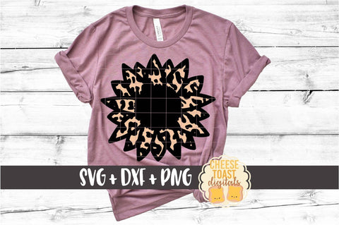 Leopard Print Sunflower Set of 2 - SVG PNG DXF Cut Files SVG Cheese Toast Digitals 