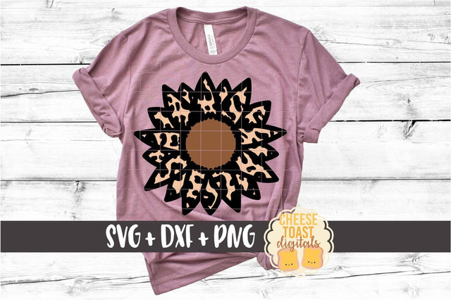 Leopard Print Sunflower Set of 2 - SVG PNG DXF Cut Files SVG Cheese Toast Digitals 