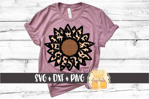 Leopard Print Sunflower Set of 2 - SVG PNG DXF Cut Files SVG Cheese Toast Digitals 