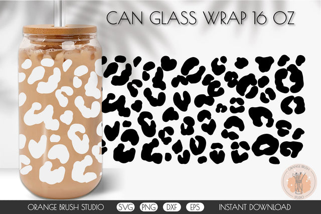 Leopard Print SVG Can Glass Wrap Beer Can Seamless Design SVG OrangeBrushStudio 