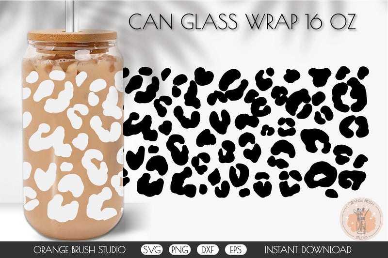 Leopard Print SVG Can Glass Wrap Beer Can Seamless Design SVG OrangeBrushStudio 