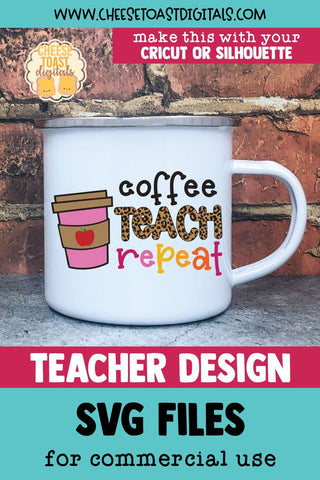 Leopard Print Teacher SVG | Coffee Teach Repeat SVG Cheese Toast Digitals 