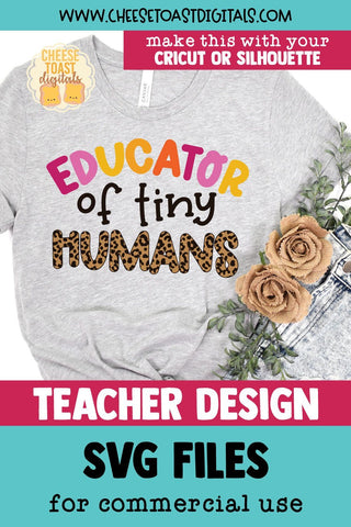 Leopard Print Teacher SVG | Educator of Tiny Humans SVG Cheese Toast Digitals 