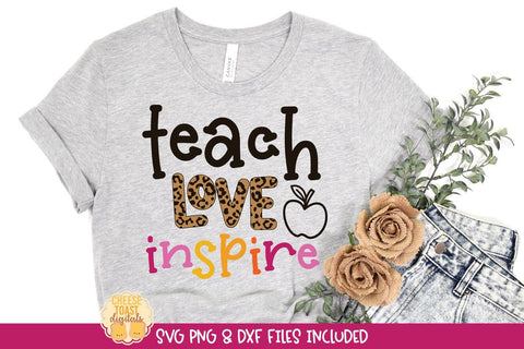 Leopard Print Teacher SVG | Teach Love Inspire SVG Cheese Toast Digitals 