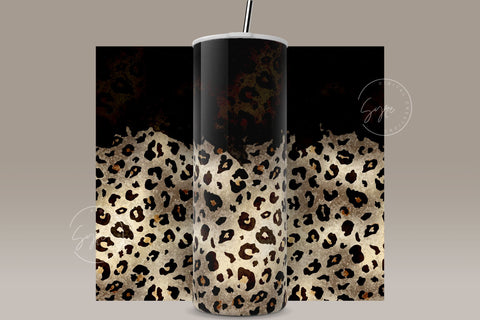Realistic Black + White Leopard Print Faux Fur Tumbler Wrap PNG —  drypdesigns