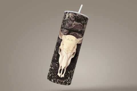 Leopard Print Tumbler Wrap, Western Cow Boy Tumbler Design, Cow Skull, Seamless Sublimation Design PNG, 20 oz Skinny Travel Tumbler Sublimation Syre Digital Creations 