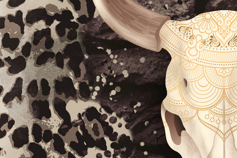 Leopard Print Tumbler Wrap, Western Cow Boy Tumbler Design, Cow Skull, Seamless Sublimation Design PNG, 20 oz Skinny Travel Tumbler Sublimation Syre Digital Creations 