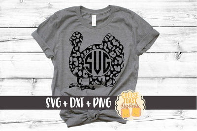 Leopard Print Turkey Monogram Frame - Thanksgiving SVG File SVG Cheese Toast Digitals 
