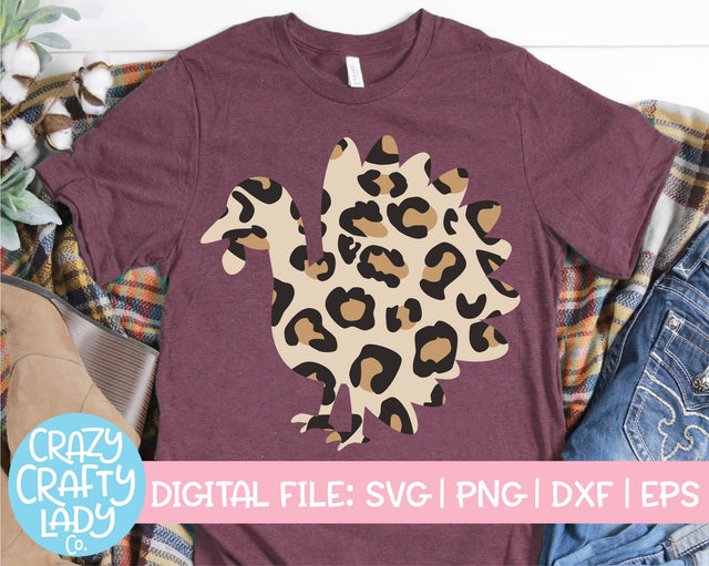 Leopard Print Turkey | Thanksgiving SVG Cut File SVG Crazy Crafty Lady Co. 