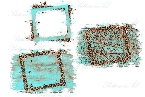 Leopard Print,turquoise wood background,Sublimation Frames PNG Sublimation ArtStudio 