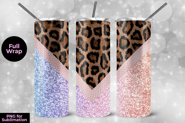 Leopard & Rainbow 20oz Skinny Tumbler Wrap Template for Sublimation Sublimation Sublimatiz Designs 