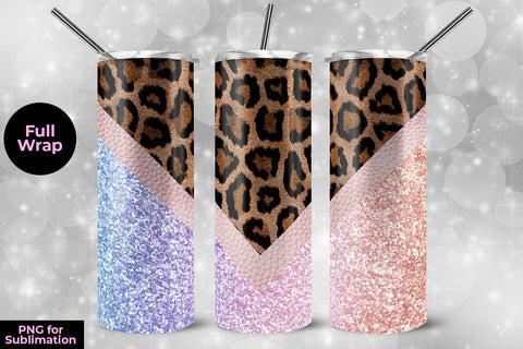 Leopard & Rainbow 20oz Skinny Tumbler Wrap Template for Sublimation Sublimation Sublimatiz Designs 