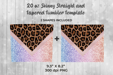 Leopard & Rainbow 20oz Skinny Tumbler Wrap Template for Sublimation Sublimation Sublimatiz Designs 