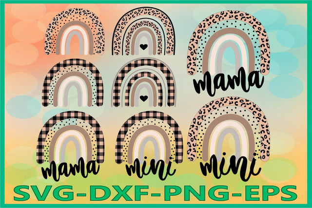 Leopard Rainbows Svg, Buffalo Plaid, Rainbow Mama SVG AlexSVGStudio 