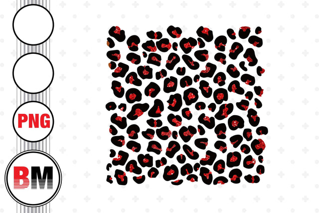 Leopard Red Glitter PNG Files Sublimation BMDesign 
