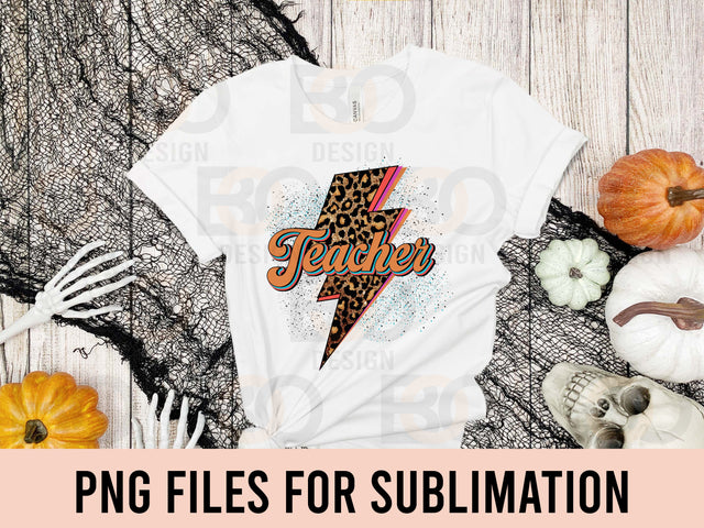 Leopard Retro Teacher Lightning Png, Leopard teacher sublimation, Lightening Bolt Teacher Png, Teacher Png, Watercolor Png, Digital Download SVG BOO-design 