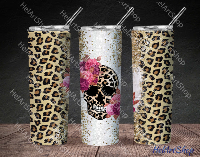Leopard Skull PNG | Sublimation Tumbler Sublimation _HelArtShop_ 
